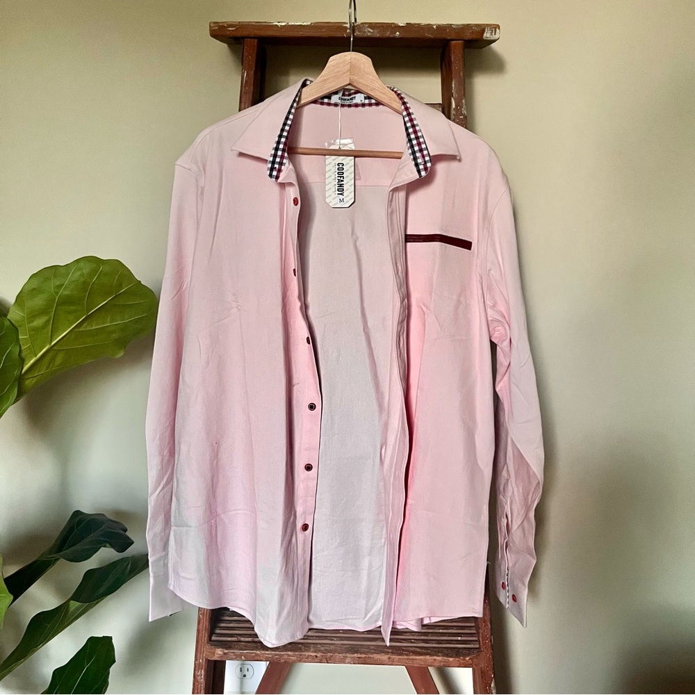 Men's Pink Casual Button Down Shirt